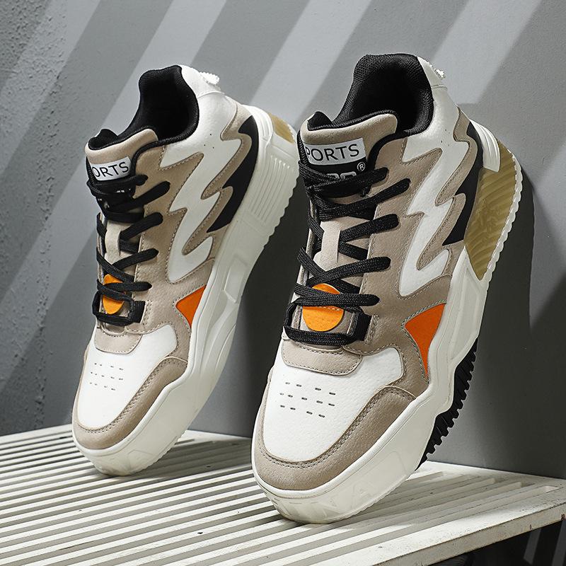 Spring new color matching mesh casual fashion round head high-top retro young men's shoes breathable