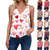 Women's Loose Sleeveless V-Neck Valentine's Day Printed T-Shirt Casual Vest Top