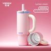 British Vanow Large-Capacity Thermos Cup for Men and Women, Simple Solid Color Ceramic Inner Tube, Straw, Ice Cup