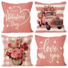 Car Pillow Cover Valentine's Day Party Sofa Decorative Pillow Cover Linen Printed Cushion