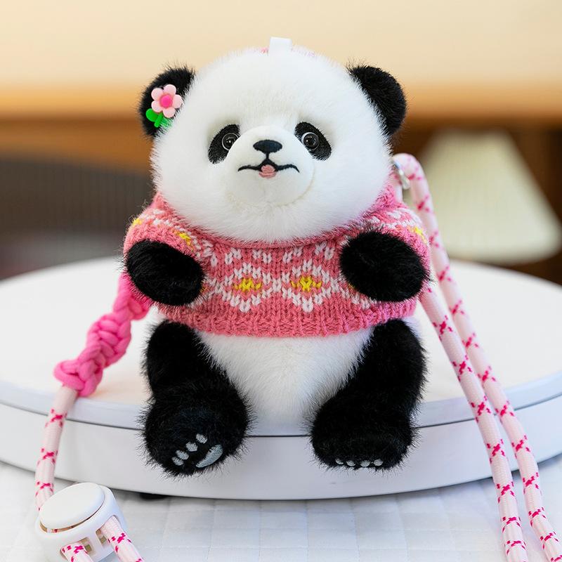 Yirongfang Dressing Panda Мобильный телефон Клип Кукла Плюшевая кукла Мультфильм Милая Панда Креативный Мобильный телефон Подвесное украшение