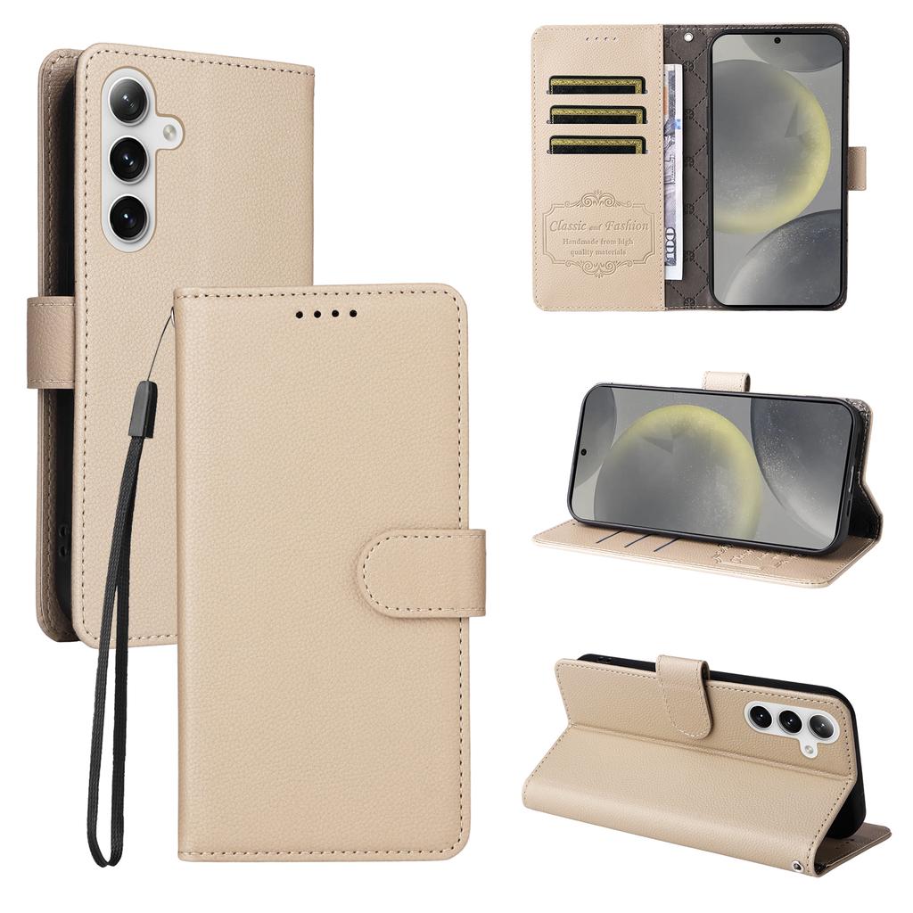 For Samsung Galaxy S24/Galaxy S25 Case RFID Blocking 3 Card Slots PU Leather Phone Cover with Wrist Strap