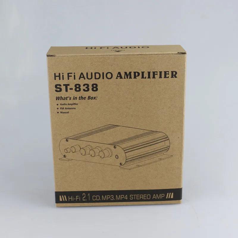 ST838 Усилитель звука 2.1CH Усилители мощности для домашнего автомобиля, кинотеатра, AMP 20 Втx2+40 Вт, класс D, стерео, высокие частоты, басы, усиление звука