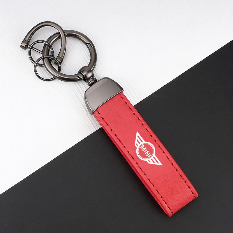Leather Car Key Chain Ring For BMW Mini Cooper One S Countryman R50 R53 R56 R60 F55 F56 F57 Clubman JCW Keychain Car Accessories pwaxk99