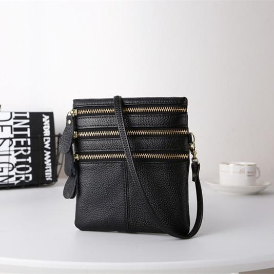 Women Real Cow Genuine Leather Bag Small Female Shoulder Bag Black Crossbody Bags For Women's Phone Wallet Coin PurseMa