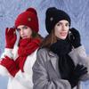 Winter Warm Hat Scarf Gloves Three-piece Set Women's Outdoor Velvet Thick Earmuffs Knitted Wool Cap