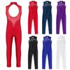 Kids Girls Gymnastics Leotard Workout Dance Jumpsuit Sleeveless Rhinestone Dance Skating Bodysuit