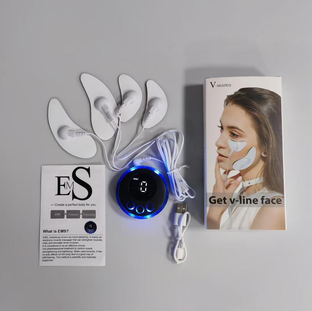 Трансграничный умный EMS патч для массажа лица, низкочастотная вибрация, косметический прибор