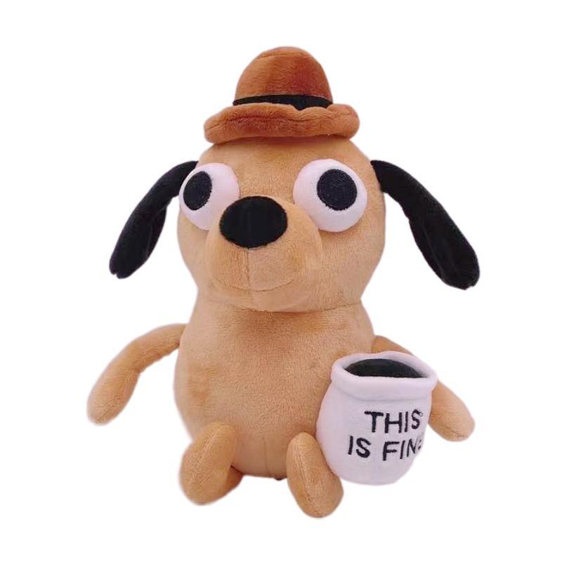 25 см Мем This Is Fine Собака Кофе Плюшевая Игрушка Мягкая Набивная Кукла Животные Детская Игрушка Подарок Для Детей Мальчика День Рождения