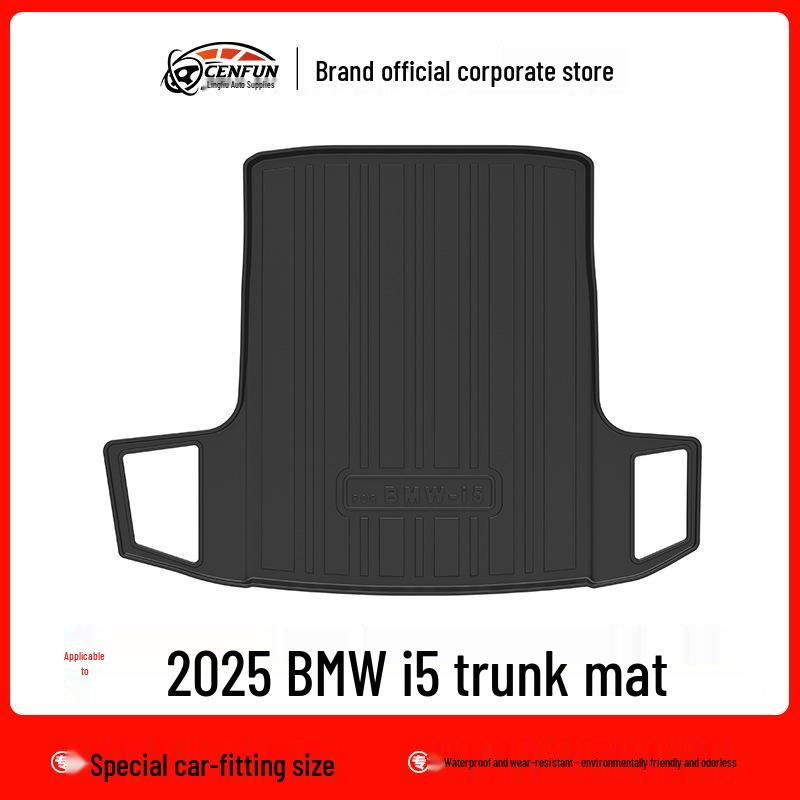 Экологичные коврики TPE для пола и багажника BMW i5 - Без запаха, износостойкие, водонепроницаемые, с рисунком под карбоновое волокно