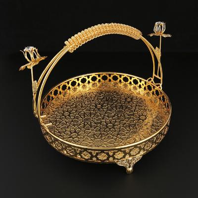Золотая европейская винтажная фруктовая тарелка, круглая, корзина для фруктов в отеле, украшения для торта, многоцелевая мода для гостиной