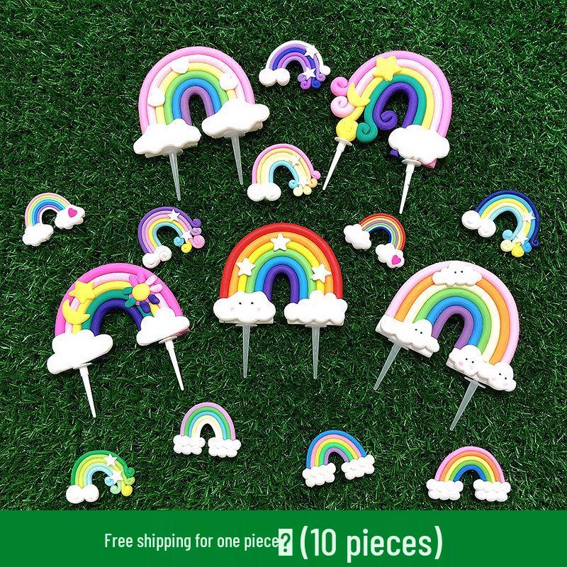 Топперы для торта "Радужное Облако и Звезда" - Мягкая глина конфетных цветов, украшения для DIY-декора сцены выпечки
