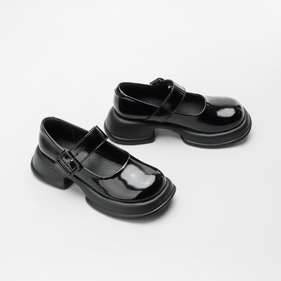 Новые туфли Мэри Джейн на толстой подошве, маленькие кожаные туфли в английском стиле с круглым носком и мелким горлышком, женские туфли One Word