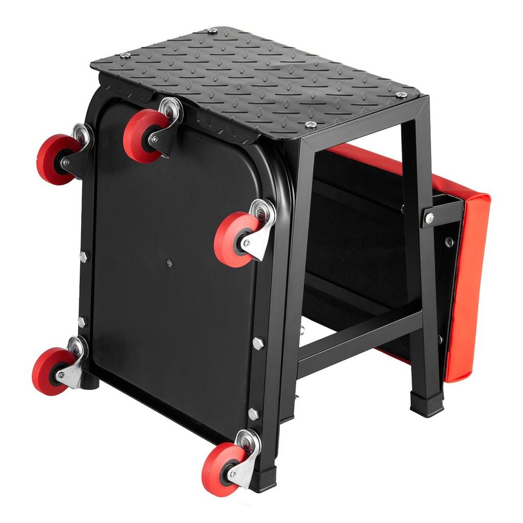 Mechanic Stool Rolling Work Seat 300 lbs Load Seat/Step Stool with Wheels