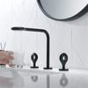 Brushed Gold Basin Faucet Total Brass Black Bathroom Faucet Gray Sink Faucets 3 Hole Hot And Cold Waterfall Faucet Water Tap