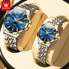 OLEVS Couple Watches Luxury Fashion Top Brand Stainless Steel Original Quartz Wristwatch for Lover Waterproof Luminous Calendar