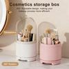 Makeup Brush Holder with Clear Lid 360-Degree Rotating Cosmetic Organizer Dust-proof Makeup Pen Organizer for Vanity Bathroom Desktop