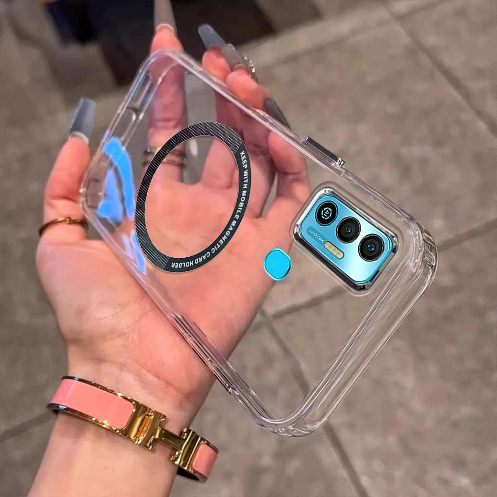Case for TECNO SPARK 7T,7 Minimal Semi-Transparent Magnetic Casing Raised Electroplated Lens Bezel Anti-Slip Drop Resistant Protective Shell