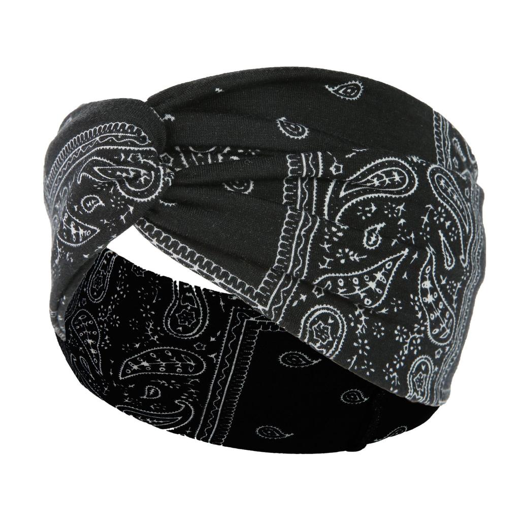 DX~~~ New Wide Brimmed Crossover Headband Lady's Bohemian Print Knitted Headband Sweat-wicking Bandana Sports Yoga Headband