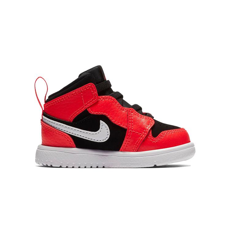Jordan Air Jordan 1 MID ALT TD Износостойкие кроссовки средней высоты для малышей Черно-красные для младенцев и малышей AR6352-061