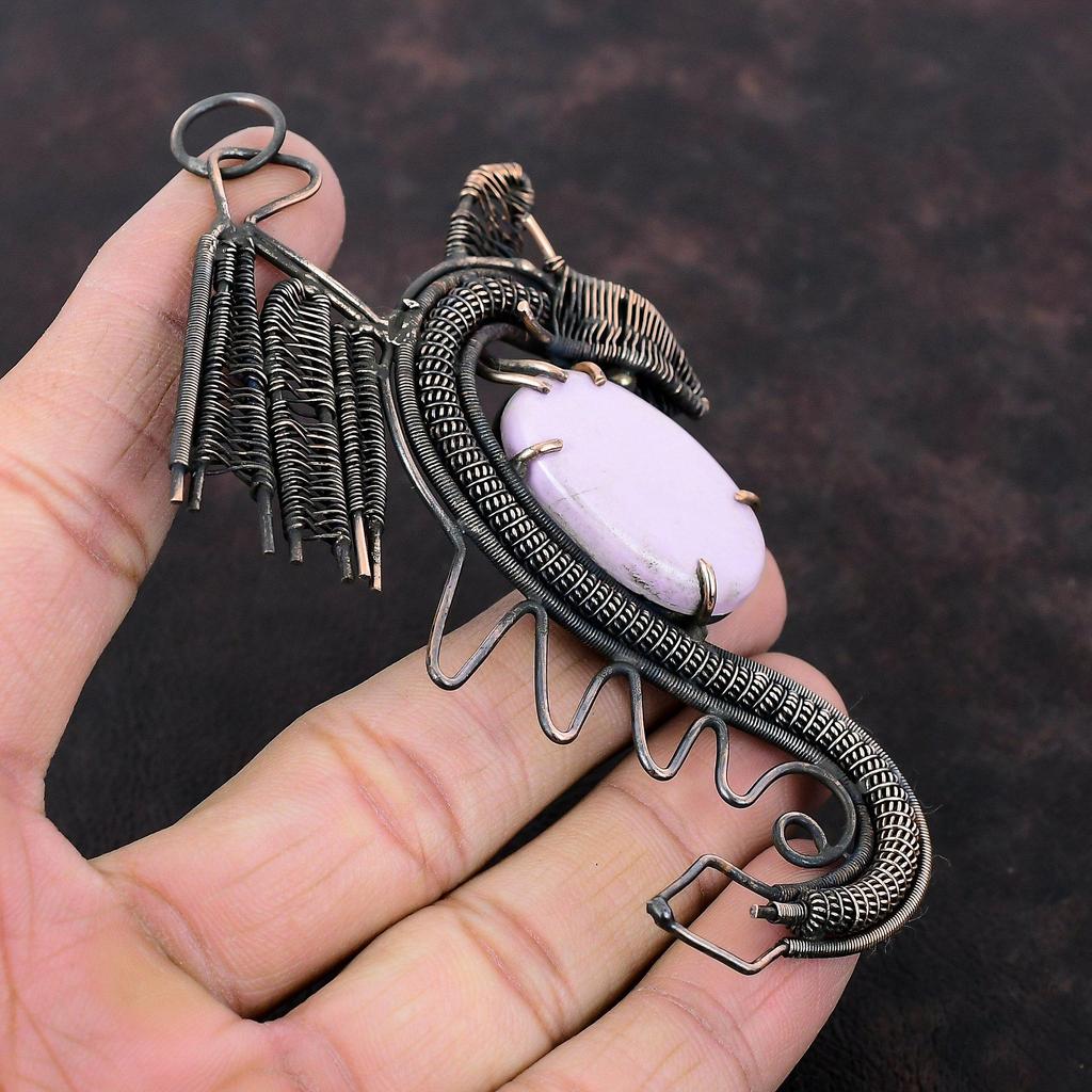 Phosphosiderite Pendant Copper Wire Wrapped Pendant Gemstone Copper Jewelry Handmade Pendant Dragon Pendant Phosphosiderite Jewelry For Gift