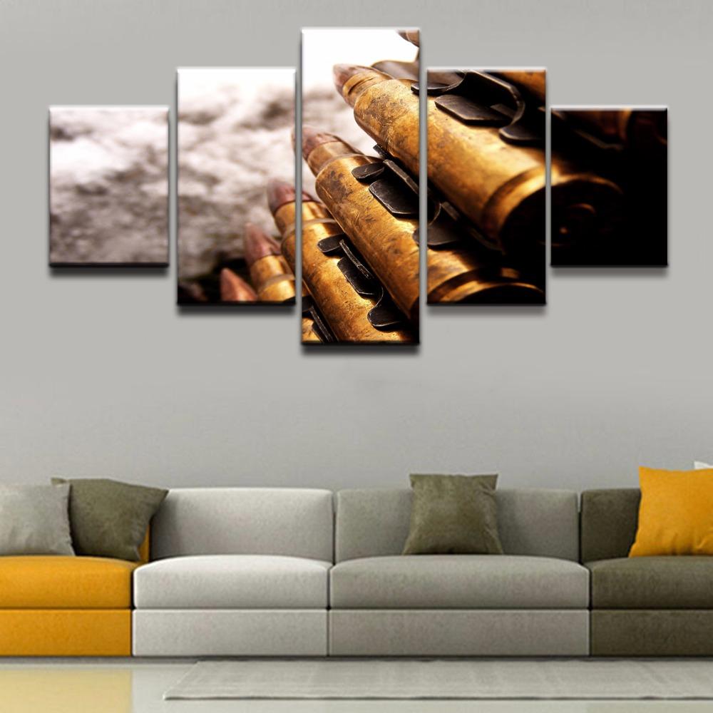 Modern Wall Art Home Decor Pictures 5 Pieces Bullet Weapon Poster Wall Decoration Artwork Top-Rated Canvas Print Pictures No Frame