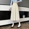 Юбки для женщин, модная элегантная эластичная базовая плиссированная юбка с высокой талией, однотонная повседневная летняя миди-юбка трапециевидной формы