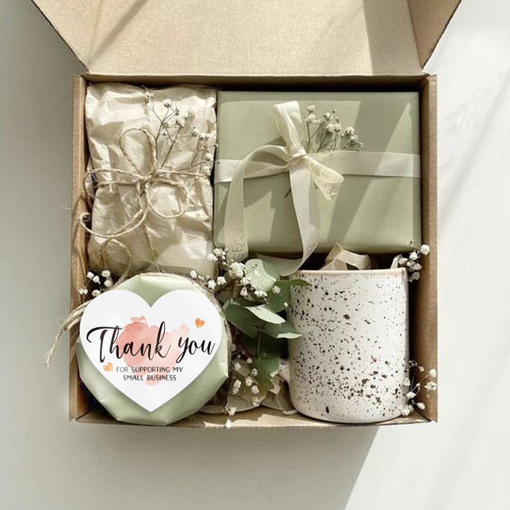 30pcs/pack Heart Pink Thank You Card For Supporting Business Package Decoration "Gorgeous Thanks" Business Card 6cm*7cm