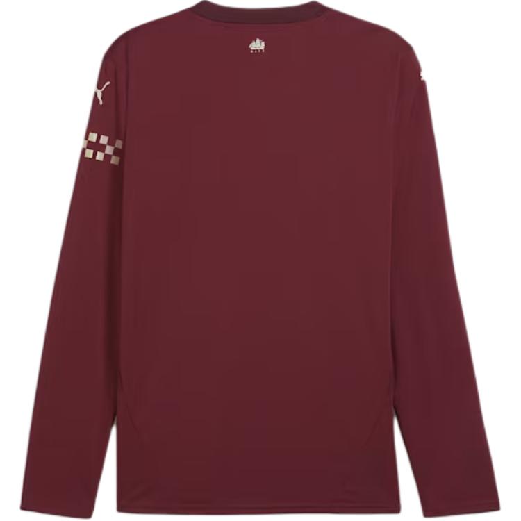 Puma Манчестер Сити 24/25 Третий джерси с длинным рукавом V-образный вырез Удобный Спортивный Повседневный Футбольная рубашка Мужской джерси Глубокий красный 775097-03