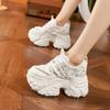 Thick-soled Dad Shoes Women's 2025 Spring and Summer New Hollow Breathable Mesh Sandals Versatile Small Inner Height-increasing Women's Shoes