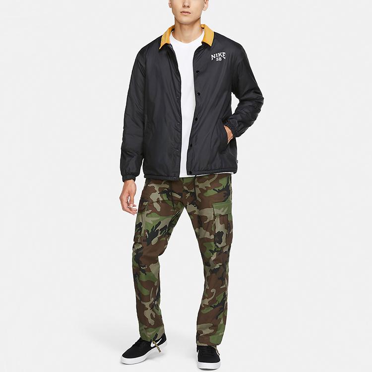 Nike SB с логотипом и принтом на флисовой подкладке, теплый вельветовый воротник, куртка для скейтборда с цветными блоками, мужские куртки черного цвета CK5447-010
