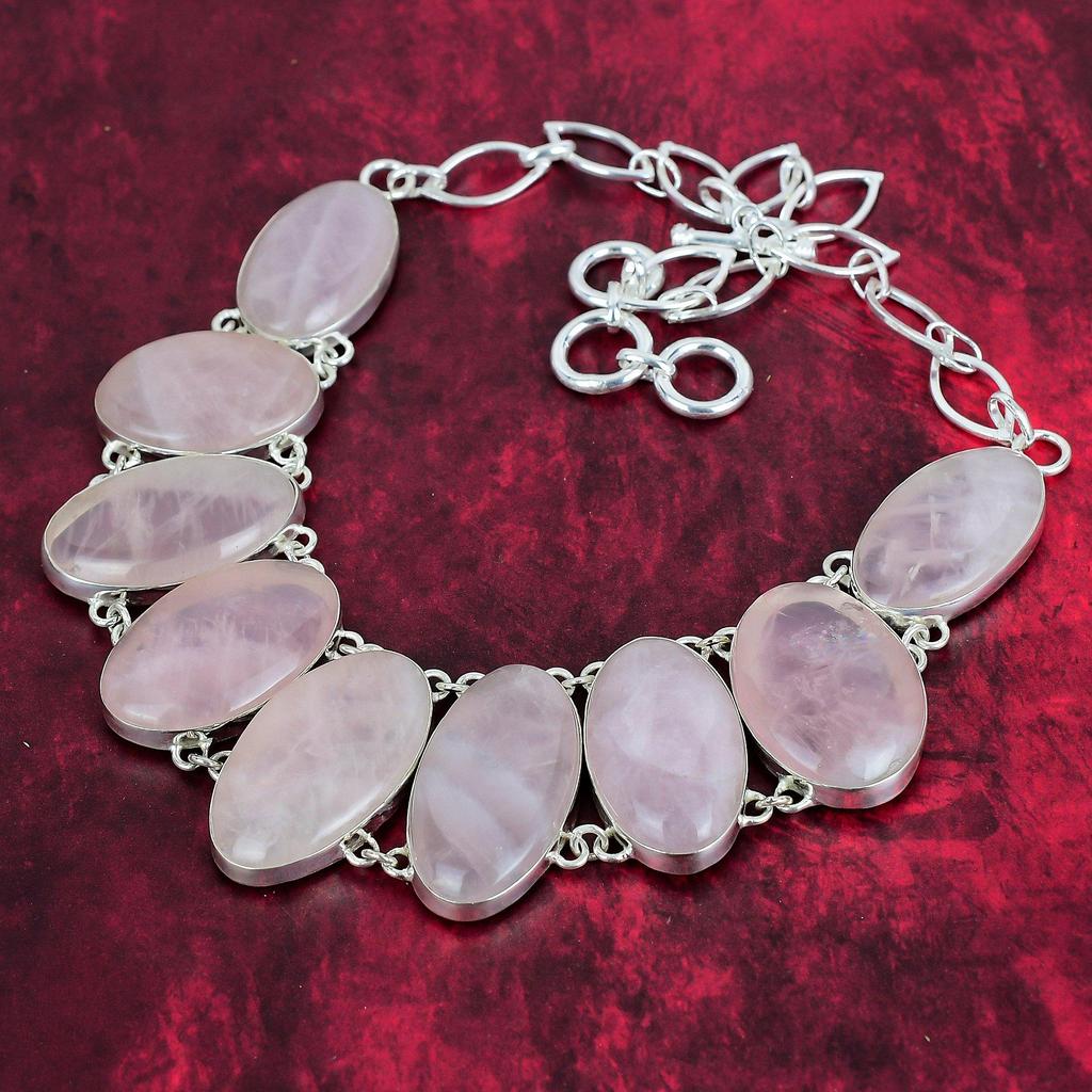 Ювелирное ожерелье ручной работы из розового кварца новейшего дизайна, ожерелье из стерлингового серебра 925 пробы с драгоценными камнями, подарок для матери