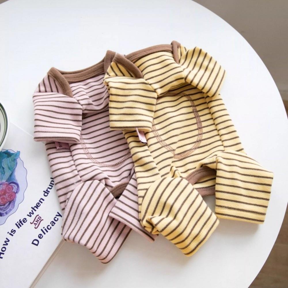 Soft Dog Jumpsuit Elastic Dog Home Clothing Pet Sleepwear Striped Dog Base Shirt  Belly Protection