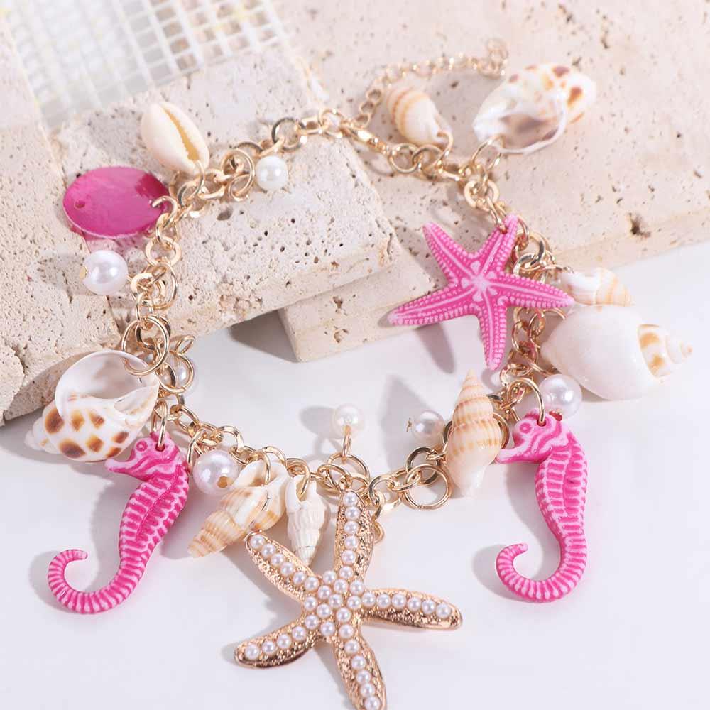 Imitation Pearl Shell Starfish Bracelet Sea Series Natural Conch Beach Bracelets Beach