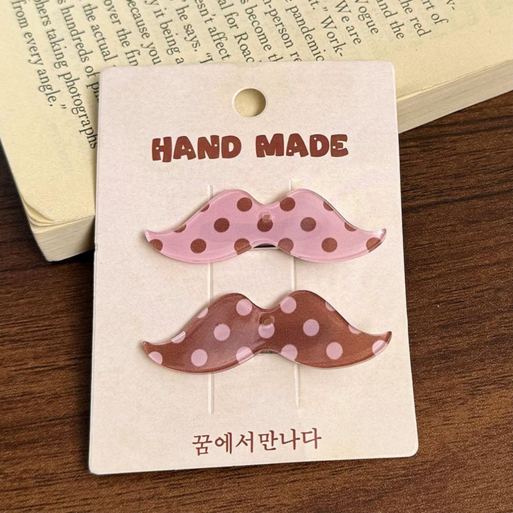 Korean Bangs Clip Polka Dot Snap Clip Fashion Beard Shape Hair Clips Kawaii Accessories