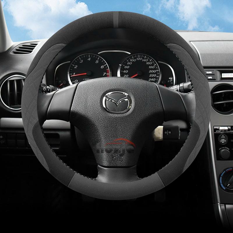 Чехол на руль автомобиля из замши для Mazda 2 3 6 CX5 CX90 CX30 CX60 2015 - 2024 2025 2026 Аксессуары