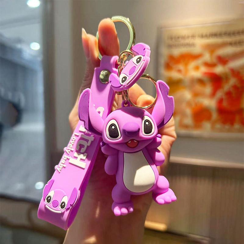 Adorable Cartoon Stitch Keychain Cute Silicone Bag Charm Creative Car Key Ring