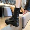 Женская обувь Брендовые женские сапоги до середины голени Модные современные сапоги с пряжкой на ремне Женские новые сапоги на платформе и каблуках с боковой молнией