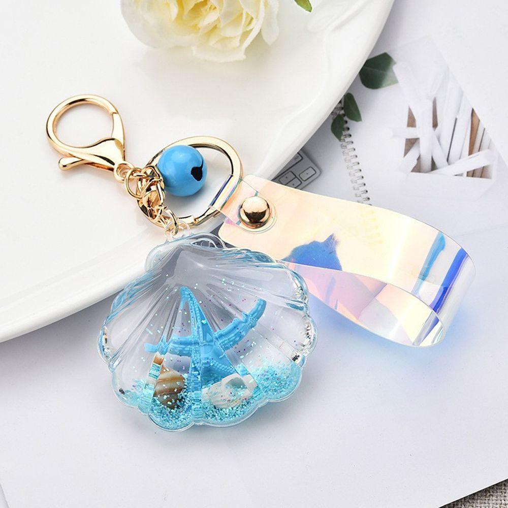 Quicksand Sequined Move Glitter Acrylic Starfish Shell Keychain Key Chain Car Keyfob Liquid Keyring
