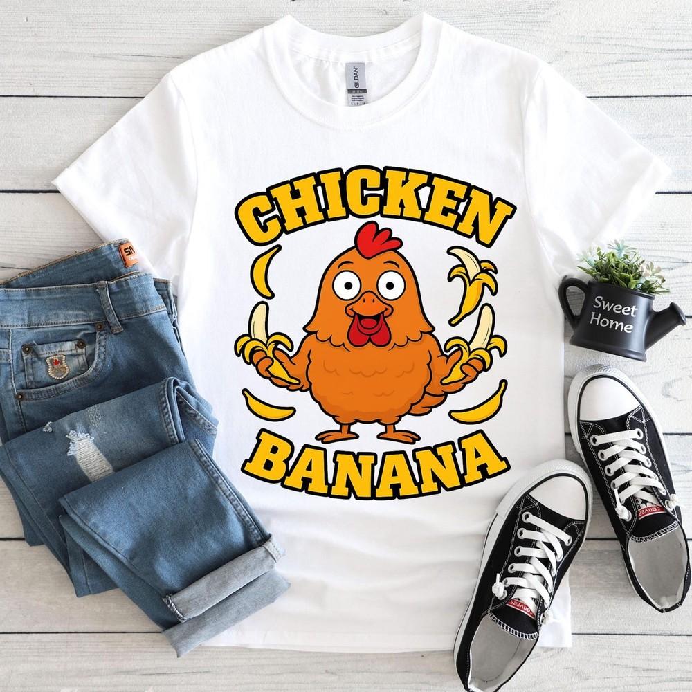 Cartoon Chicken Banana T-Shirt,Cute and Funny Animal Mashup Meme Men #31 Unisex T-Shirt