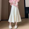 Knit Pleated Skirt Women Autumn Winter Casual High Waist Slimming Midi A-Line Flared Skirt