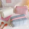Solid Color Cosmetic Bag Travel Make Up Toiletry Bag Washing Pouch Girl Cute Crystal Velvet Zipper Large Makeup Bag for Women