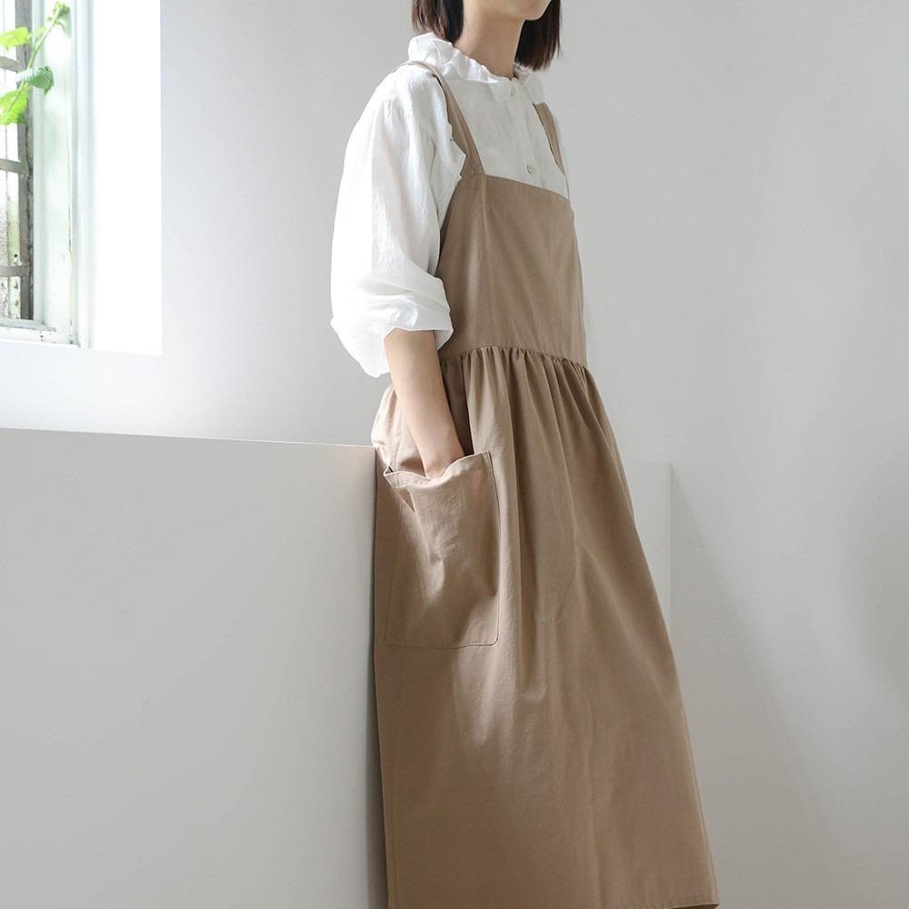 Cotton Kitchen Apron Adjustable Straps Cooking Apron Multifunctional Korean Style Apron  Painting
