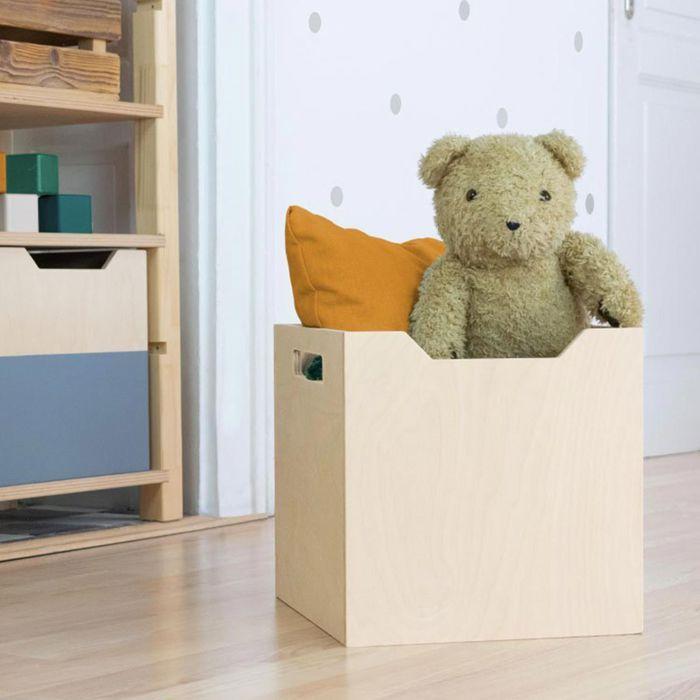 Wooden Storage Box Model 4 - Handles - Varnished Wood - 33 X 33 X 37 Cm