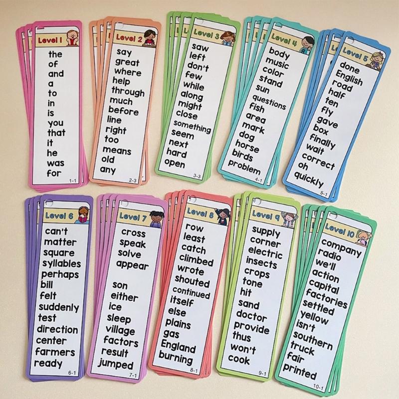 Language Flashcards Sight Words Flash Cards Learning Tool High Frequency Word Educational Toy for Reading Fluency