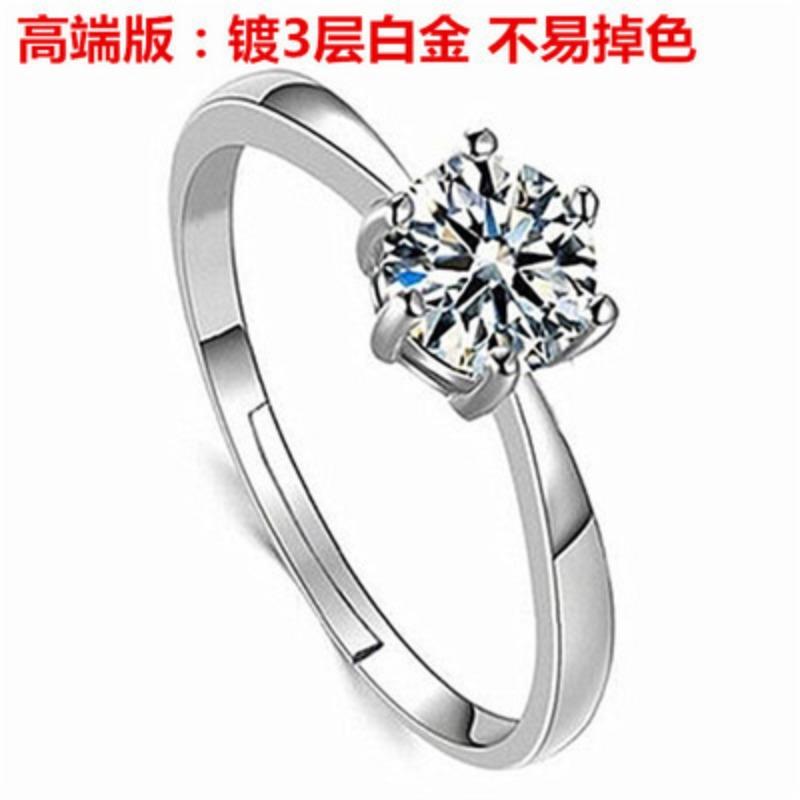 S925 Silver Ring Couple Ring Women's Diamond Ring Zircon Open Wedding Ring Domineering Men's Ring