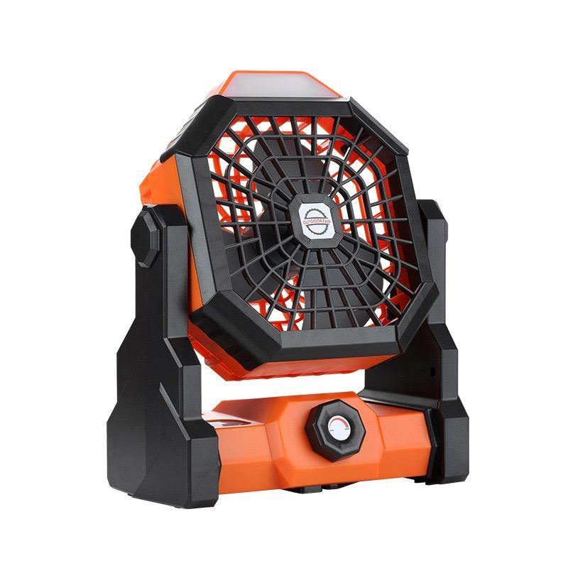 USB Rechargeable Camping Fan Portable Air Circulators Wireless Fans 270 ° Head Rotation Tent Fan with Hook