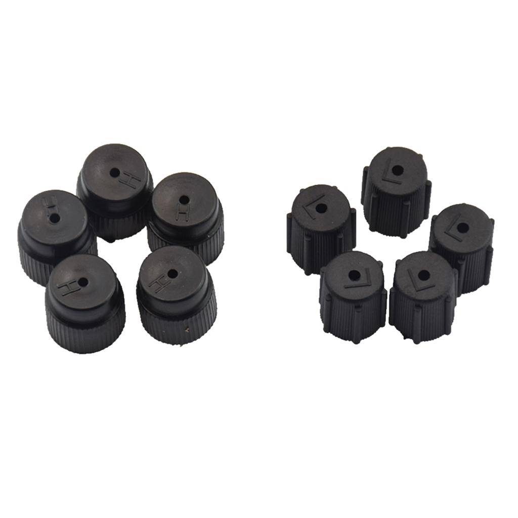 10Pieces Universal AC Fittings Black Rubber Valve Core Cap Port Kit Car Air Conditioning Repair Accessory for R134a and R1234yf