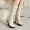 Women's High-heeled Boots Autumn and Winter New Waterproof Table Thick-heeled Large-size Medium Boots