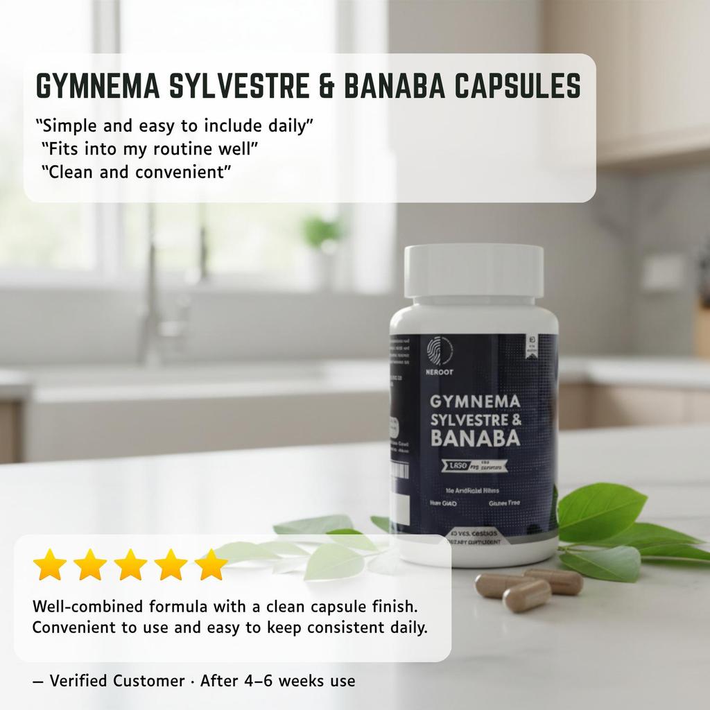Heroot Gymnema Banaba 1000 мг 60 Капсул | Экстракт Гимнемы Сильвестрис и Банабы | Вегетарианские Капсулы